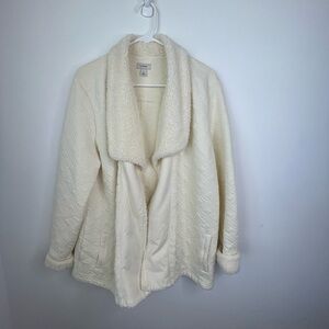 L.L. Bean Cream Sherpa-Trim Cozy Jacket size Large